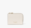 Kate Spade Ava Colorblocked Pebbled Leather Zip Bifold Wallet In Parchment