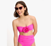 Kate Spade Womens Rosette Detail Convertible Bandeau Bikini Top High Waist Bikini Bottoms In Vivid Snapdragon