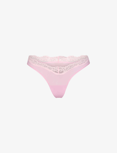 Skims Fits Everybody Lace Thong In Cherry Blossom Multi