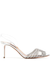 Aquazzura Gatsby 75 Vinyl & Leather Slingback Pump In Grey