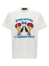 Dsquared2 Canadian Twins Printed Cotton T-shirt In White