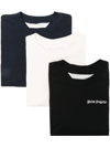 Palm Angels Embroidered Logo Classic T-shirts - Set Of 3 In Multicolor Multicolor