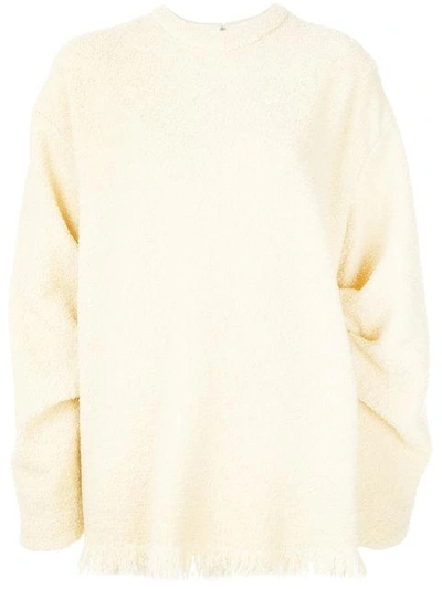 Victoria Beckham Fluffy Texture Oversized Sweatshirt In Neutrals
