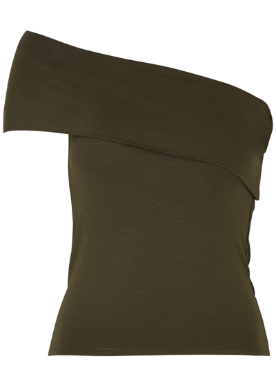 Gimaguas Maya One-shoulder Stretch-jersey Top In Khaki