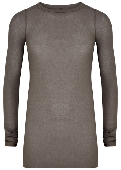 Rick Owens Long-sleeve Fitted Top In Brown
