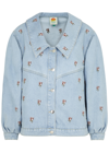 FARM RIO FLORAL-EMBROIDERED DENIM JACKET