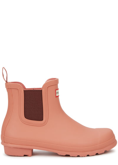 Hunter Original Rubber Chelsea Boots In Pink