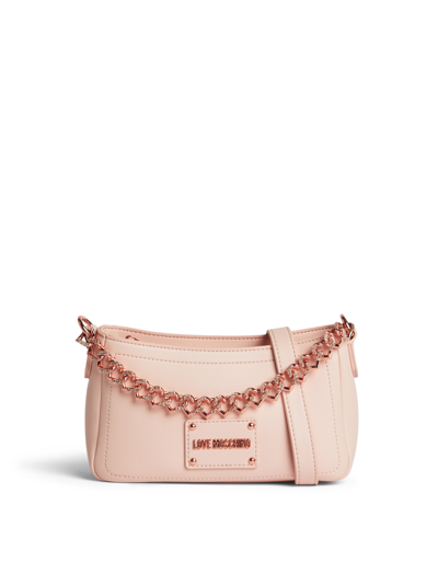 Love Moschino Women's Heart Chain Shoulder Bag Pink In Orange