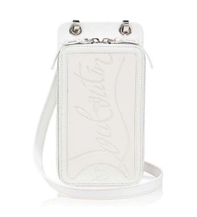 Pre-owned Christian Louboutin Mens Crossbody Bag Shoulder Bag Leather Phone Box Case In White