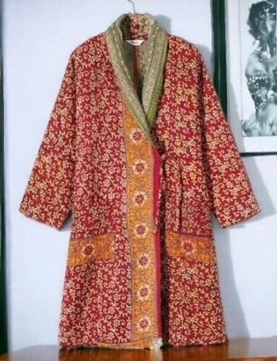 Pre-owned Handmade 10 Wholesale Vintage Kantha Hand Crafted Cotton Long Jacket Indian  Coat In Multicolor
