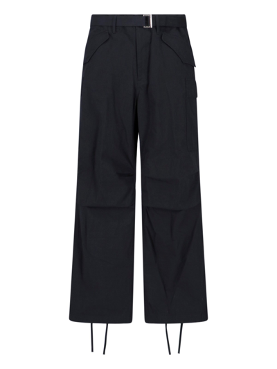 Sacai Belt Detail Pants In Black  