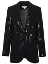 Michael Michael Kors Sequin-embellished Striped Blazer In Black