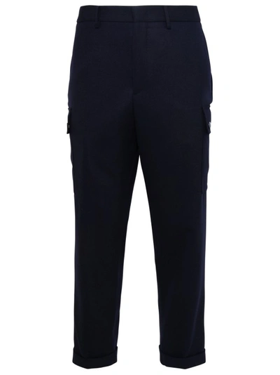 Etro Blue Wool Cargo Trousers In Black