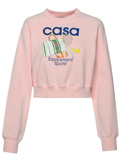 Casablanca Equipement Sportif Printed Cropped Sweatshirt In Nude & Neutrals