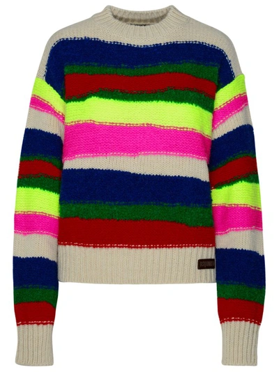 Dsquared2 Multicolor Alpaca Blend Sweater In Black