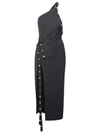 ATTICO BLACK ACETATE BLEND MIDI DRESS