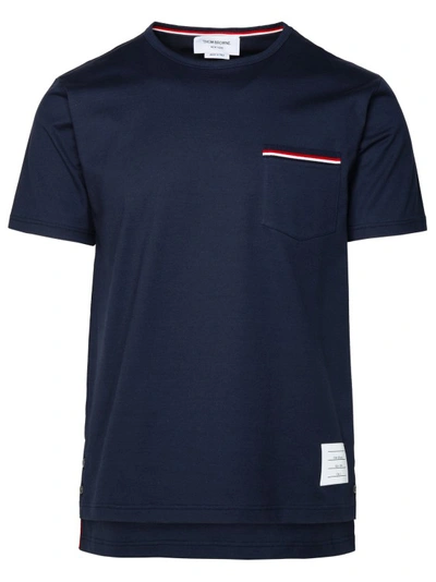 THOM BROWNE NAVY COTTON T-SHIRT