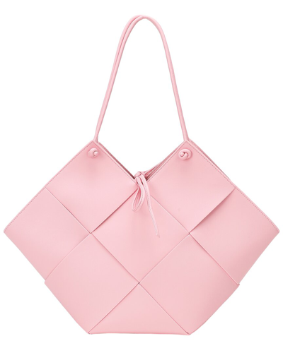 Tiffany & Fred Paris Woven Leather Messenger Bag In Pink