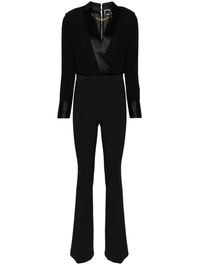 Elisabetta Franchi Logo-chain Crepe Jumpsuit In Black  