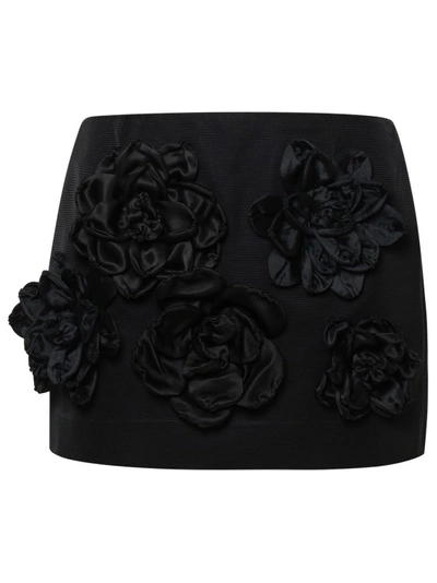 Dolce & Gabbana Floral-embroidered Ottoman Cotton Mini Skirt In Black