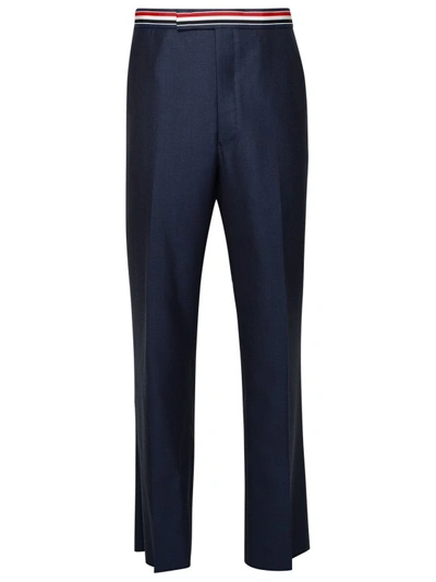 Thom Browne Rwb Blue Wool Pants In Black