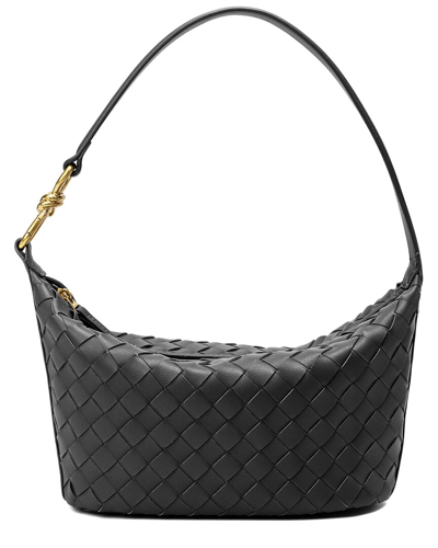 Tiffany & Fred Paris Woven Leather Hobo Shoulder Bag In Black
