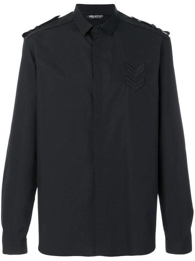 Neil Barrett Military Shirt With Faux-suede Epaulets In Black