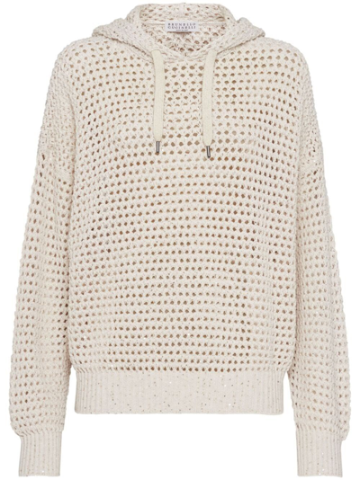 Brunello Cucinelli Hooded Sweater In Beige