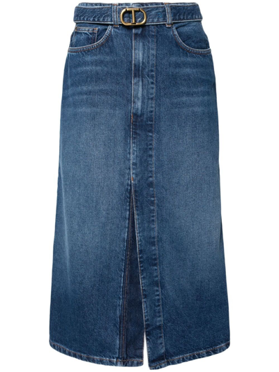 Twinset Belted Midi Denim Skirt