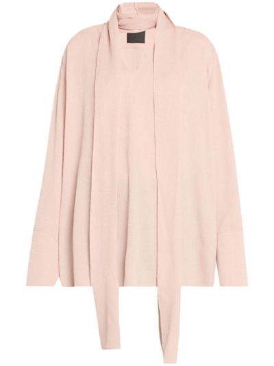 Givenchy Lavaliere Scarf-neck Silk Blouse In Pink