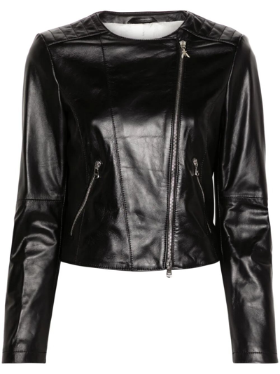 Patrizia Pepe Zip-up Leather Jacket In Black  