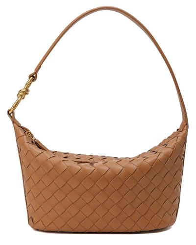 Tiffany & Fred Paris Woven Leather Hobo Shoulder Bag In Brown