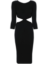 Elisabetta Franchi Crewneck Cut-out Maxi Dress With Gold Detail In Black  