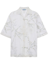 Prada Floral-embroidered Short-sleeved Sheer Shirt In Animal Print