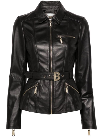 Blugirl Zip-up Belted Leather Jacket In Black