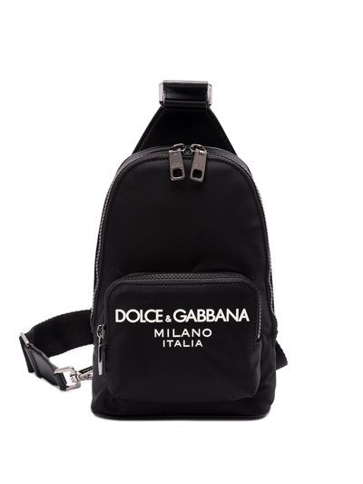 Dolce & Gabbana `logo Lettering` Crossbody Bag In Black  