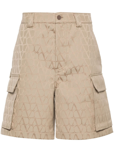 Valentino Toile Iconographe-pattern Cargo Shorts In Neutrals