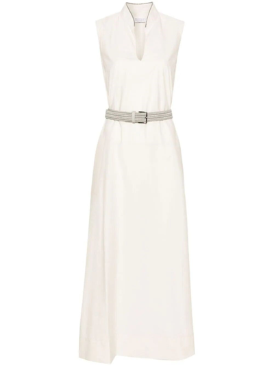 Brunello Cucinelli Beaded-trim Tunic Dress In White