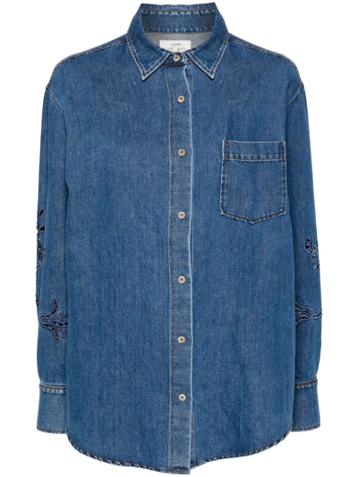 Forte Forte Broderie-anglaise Denim Shirt In Blue