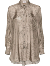 Brunello Cucinelli Printed Silk Shirt In Beige