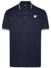 Versace Medusa-embroidered Cotton Polo Shirt In Blu