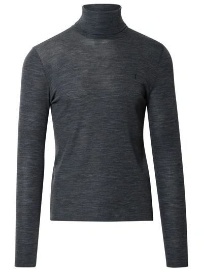 Saint Laurent Grey Wool Turtleneck Sweater In Black