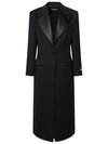 DOLCE & GABBANA BLACK VIRGIN WOOL BLEND COAT