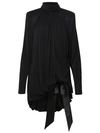 Saint Laurent Chiffon Dress With Padded Shoulders In Black