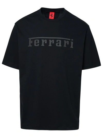 Ferrari Logo-print Cotton T-shirt In Black