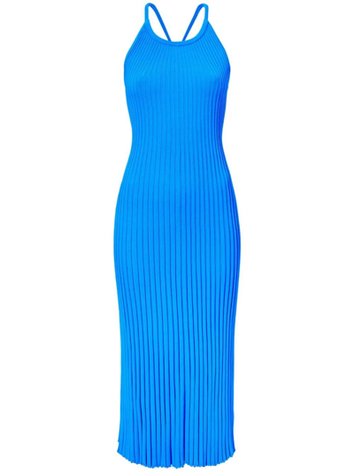 Proenza Schouler Vida Ribbed-knit Midi Dress In Blue