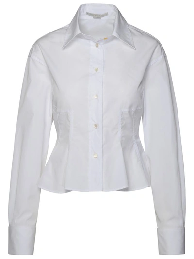 Stella Mccartney Collared Cotton Peplum Shirt In Bianco
