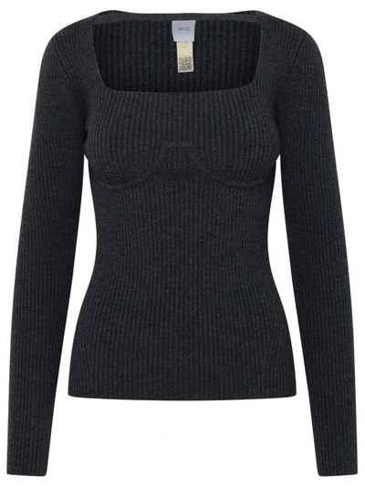 Patou Grey Wool Sweater In Black