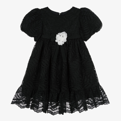 Patachou Kids' Girls Black Floral Lace Dress