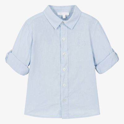Patachou Kids' Boys Light Blue Linen & Cotton Shirt
